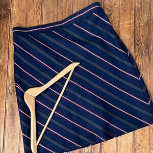 Brooks Brothers Skirt navy blue men’s tie wool Striped A-Line Skirt midi size 12